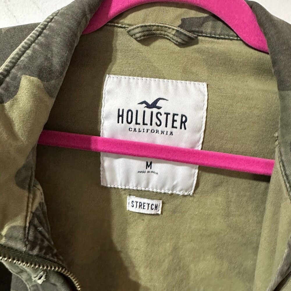 Hollister Utility Green Camo  Camouflage Jacket Women's Size M Drawstring Waist - Picture 12 of 15